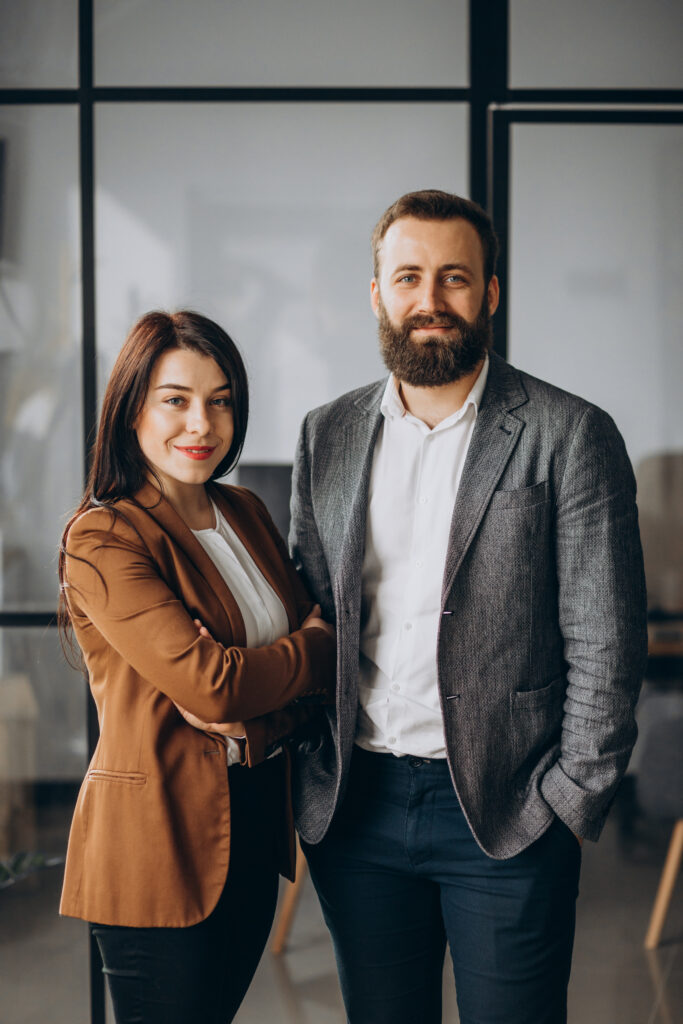 business partners together in office